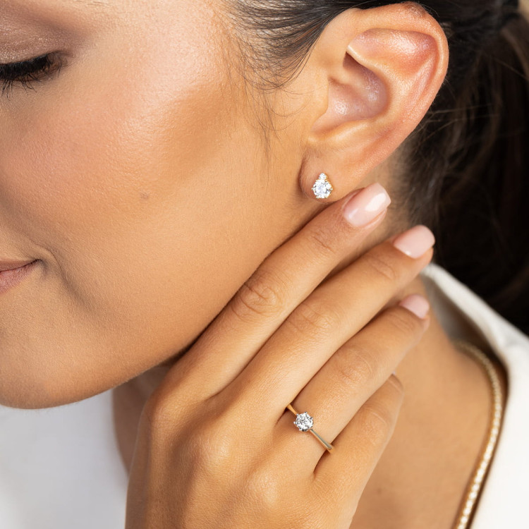 Pierścionek z białego złota z diamentem laboratoryjnym - próba 585 0,30CT W-220bLAB 0.30ct