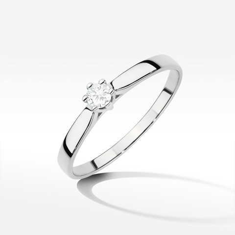 Pierścionek z białego złota z diamentem laboratoryjnym - próba 585 0,10CT W-222bLAB 0.10ct
