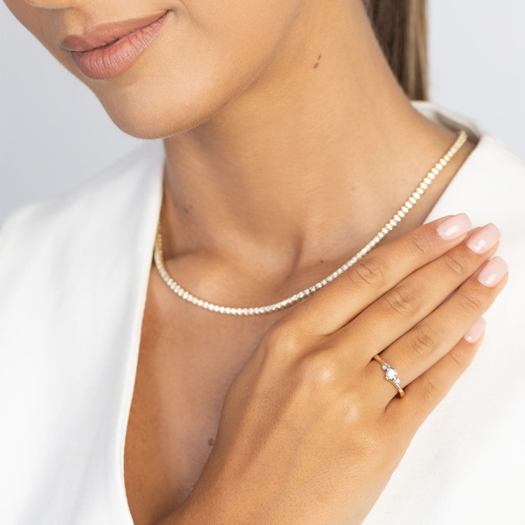 Pierścionek z żółtego złota z diamentami laboratoryjnymi - próba 585 0,27CT W-346aLAB 0.27ct