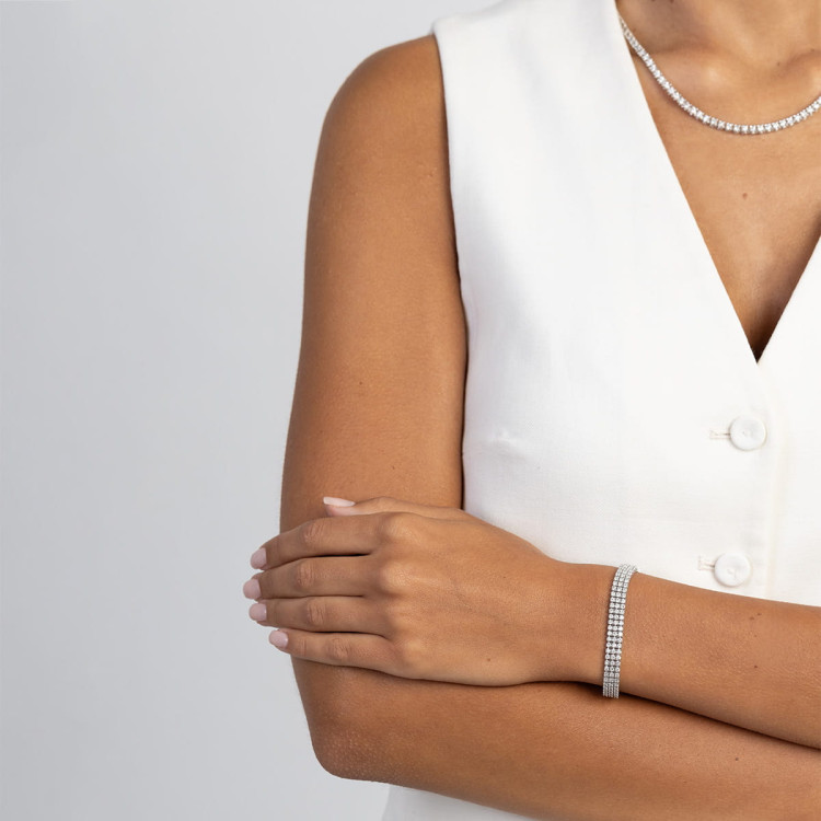 Bransoletka z białego złota z diamentami laboratoryjnymi - próba 585 4,44CT B-035aLAB