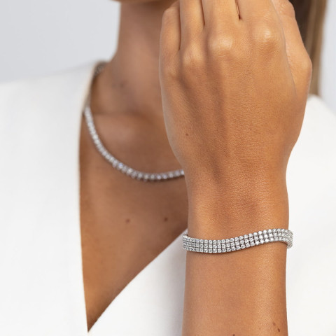 Bransoletka z białego złota z diamentami laboratoryjnymi - próba 585 4,44CT B-035aLAB