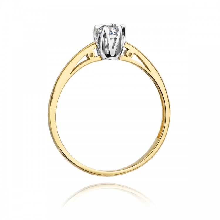 Pierścionek z żółtego złota z diamentem - próba 585 0,15CT W-133A