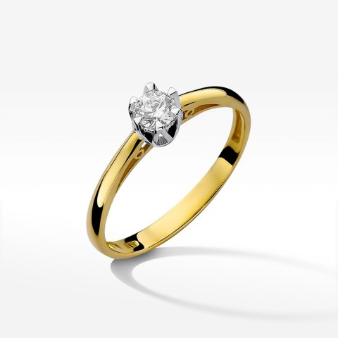 Pierścionek z żółtego złota z diamentem - próba 585 0,15CT W-133A