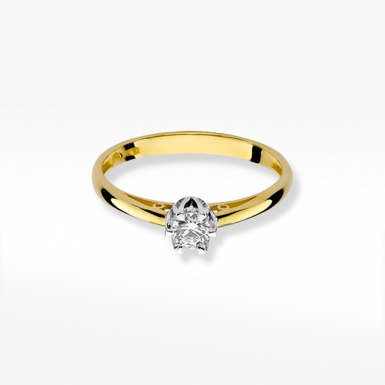 Pierścionek z żółtego złota z diamentem - próba 585 0,15CT W-133A