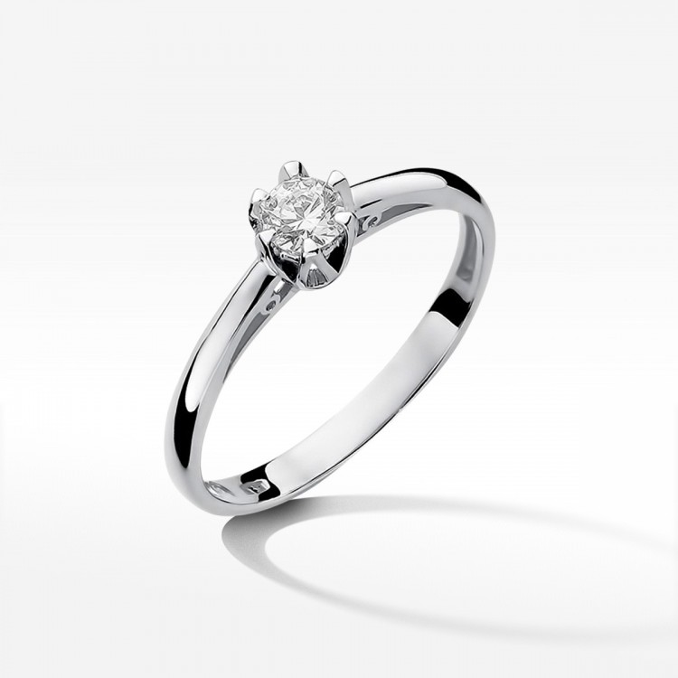 Pierścionek z białego złota z diamentem - próba 585 0,15CT W-133B