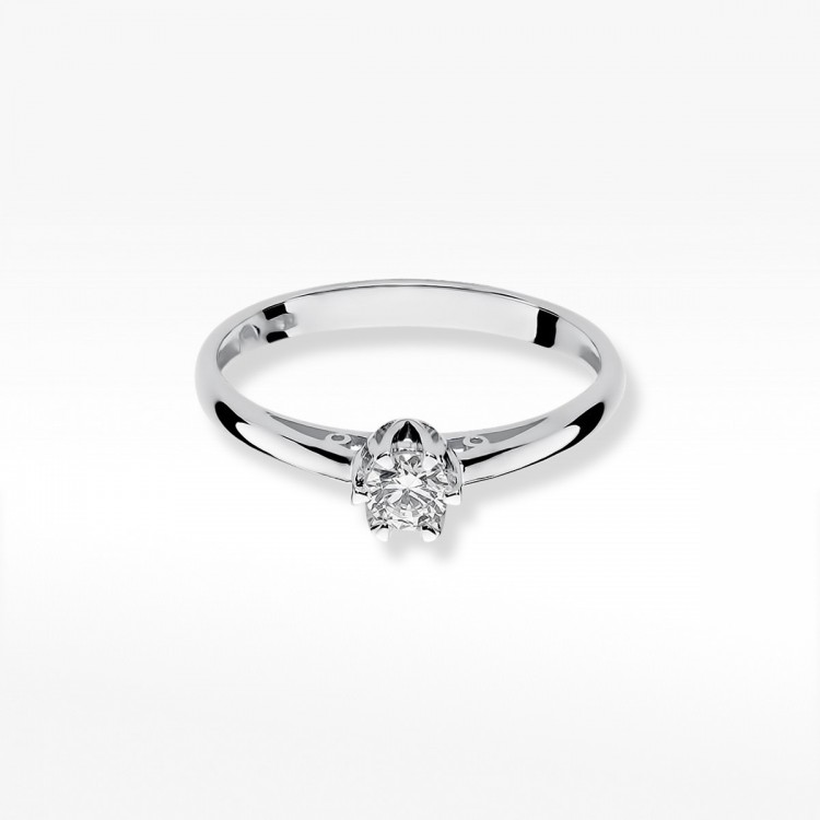 Pierścionek z białego złota z diamentem - próba 585 0,15CT W-133B