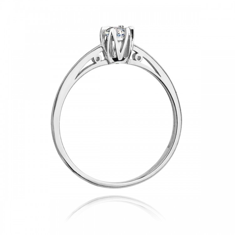 Pierścionek z białego złota z diamentem - próba 585 0,15CT W-133B