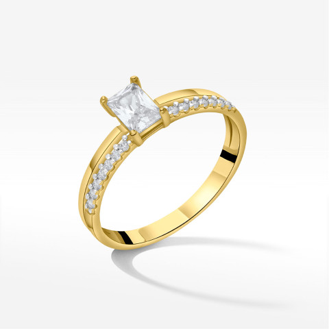 Pierścionek ze złota z białymi cyrkoniami