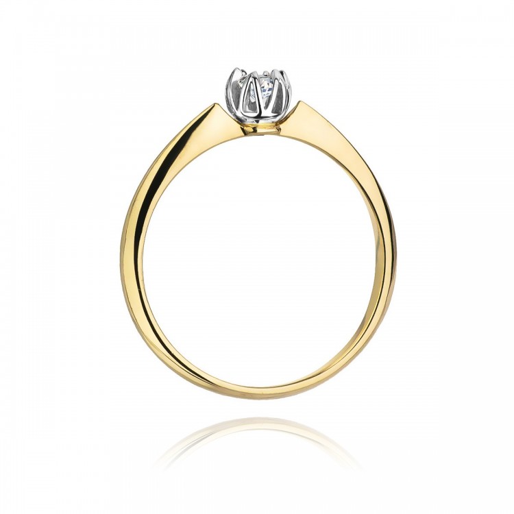 Pierścionek z żółtego złota z diamentem - próba 585 0,10CT W-134A