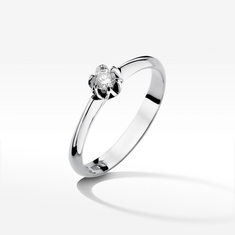Pierścionek z białego złota z diamentem - próba 585 0,10CT W-134B
