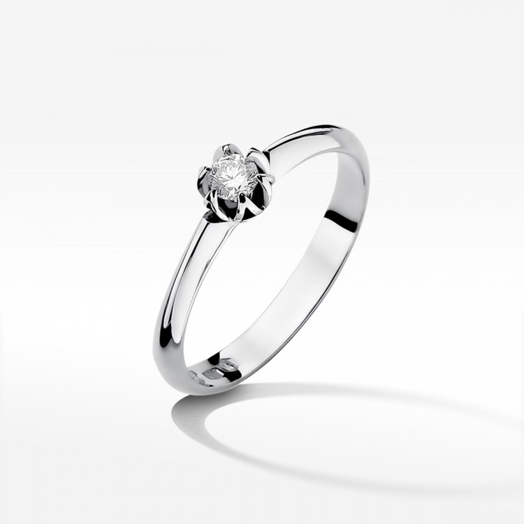 Pierścionek z białego złota z diamentem - próba 585 0,10CT W-134B