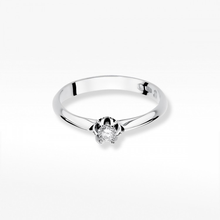 Pierścionek z białego złota z diamentem - próba 585 0,10CT W-134B