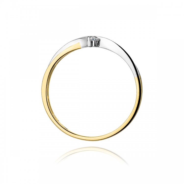 Pierścionek z żółtego złota z diamentem - próba 585 0,04CT W-137A