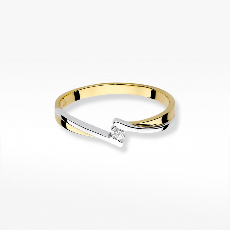 Pierścionek z żółtego złota z diamentem - próba 585 0,04CT W-137A