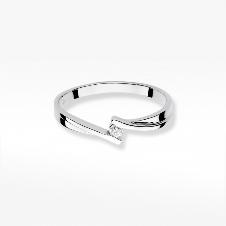 Pierścionek z białego złota z diamentem - próba 585 0,04CT W-137B