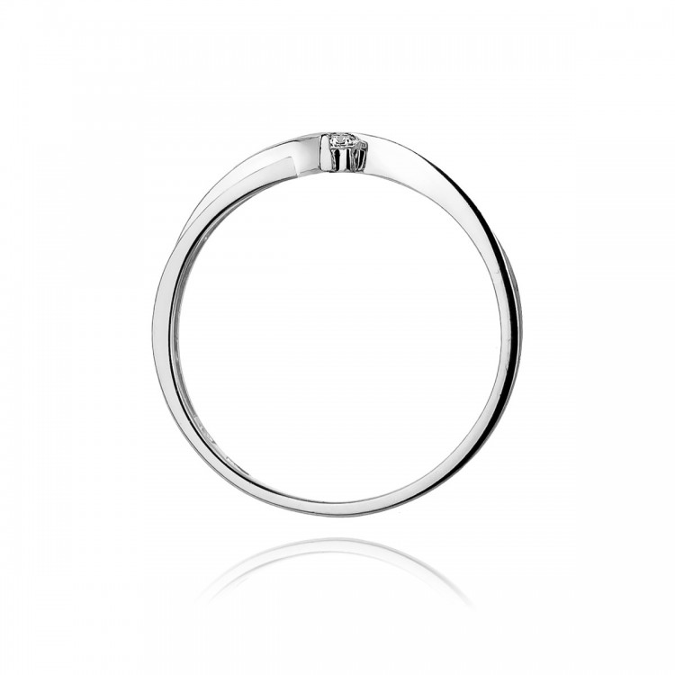 Pierścionek z białego złota z diamentem - próba 585 0,04CT W-137B
