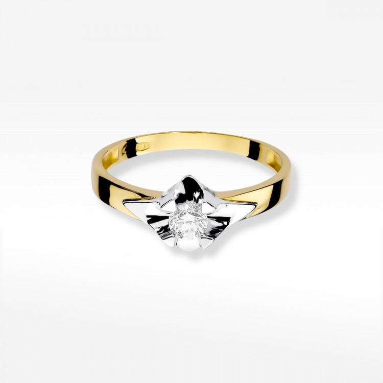 Pierścionek z żółtego złota z diamentem - próba 585 0,30CT W-155A