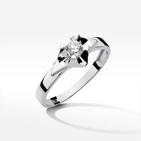 Pierścionek z białego złota z diamentem - próba 585 0,30CT W-155B