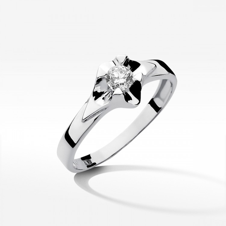 Pierścionek z białego złota z diamentem - próba 585 0,30CT W-155B