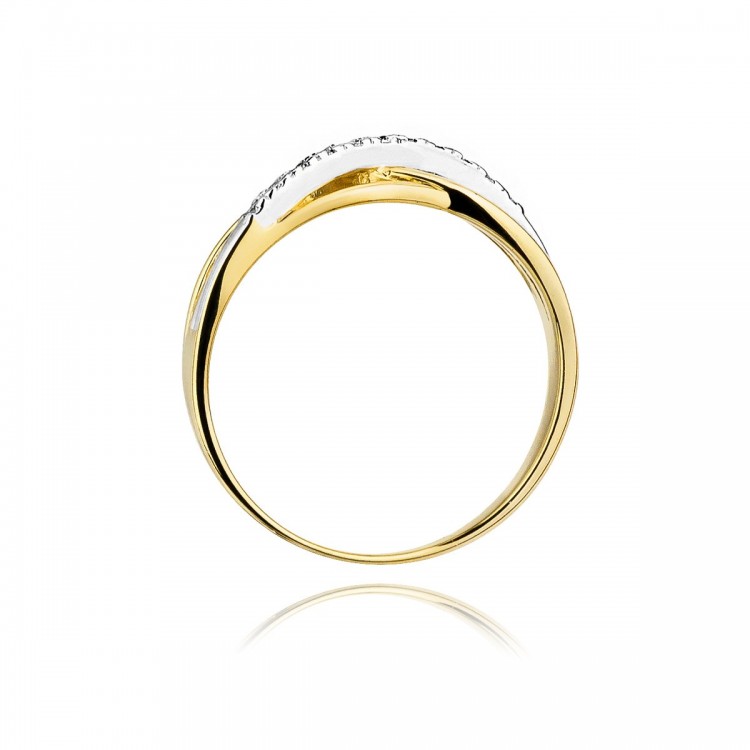 Pierścionek z żółtego złota z diamentami  - próba 585 0,10CT PV-259A