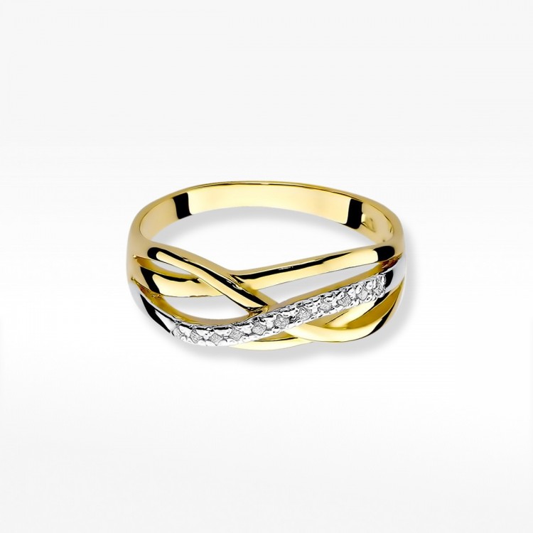 Pierścionek z żółtego złota z diamentami  - próba 585 0,10CT PV-259A