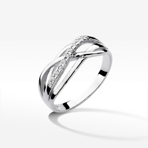 Pierścionek z białego złota z diamentami  - próba 585 0,10CT PV-259B