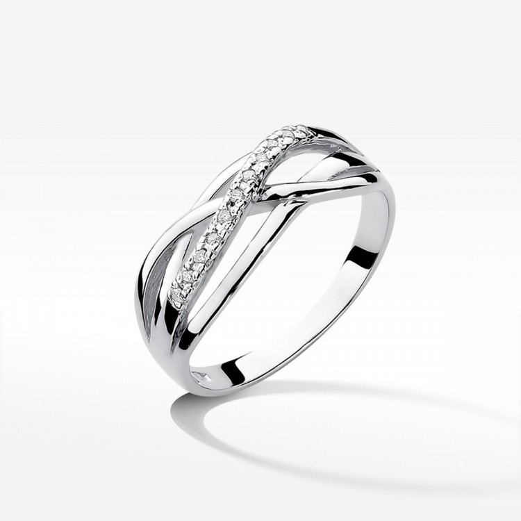 Pierścionek z białego złota z diamentami  - próba 585 0,10CT PV-259B