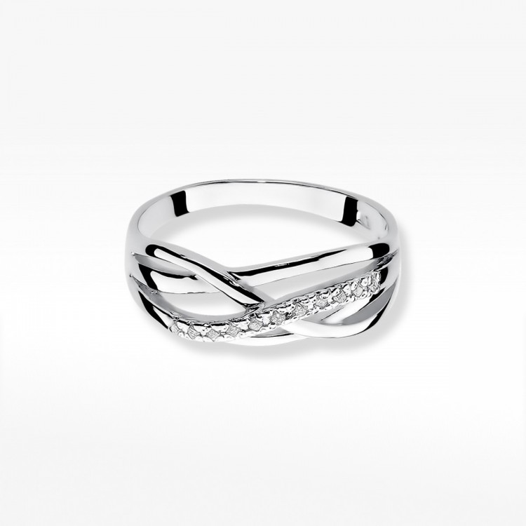 Pierścionek z białego złota z diamentami  - próba 585 0,10CT PV-259B