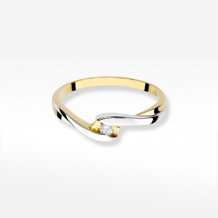 Pierścionek z żółtego złota z diamentem - próba 585 0,05CT W-158A