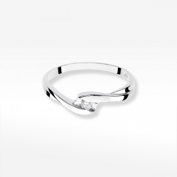 Pierścionek z białego złota z diamentem - próba 585 0,05CT W-158B