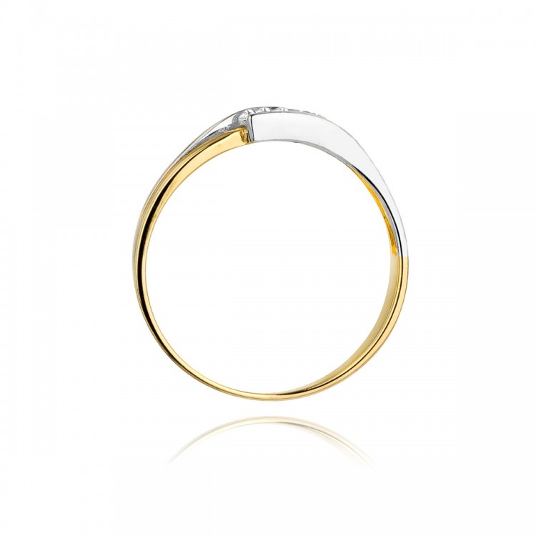 Pierścionek z żółtego złota z diamentami  - próba 585 0,12CT W-159A