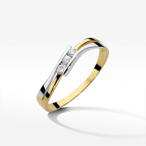 Pierścionek z żółtego złota z diamentami  - próba 585 0,12CT W-159A