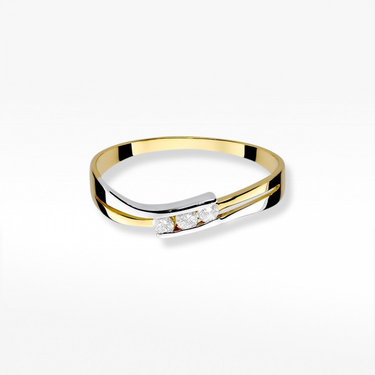 Pierścionek z żółtego złota z diamentami  - próba 585 0,12CT W-159A