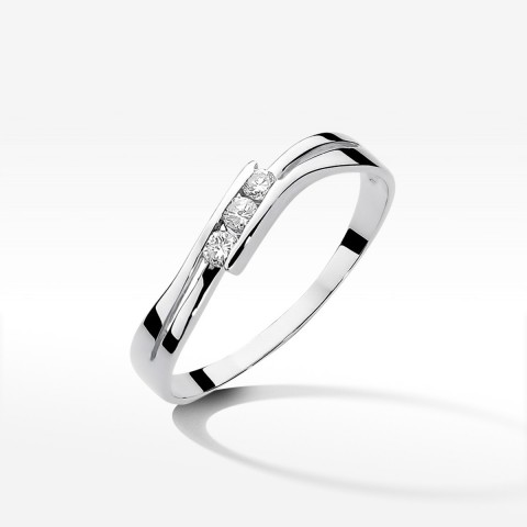 Pierścionek z białego złota z diamentami  - próba 585 0,12CT W-159B
