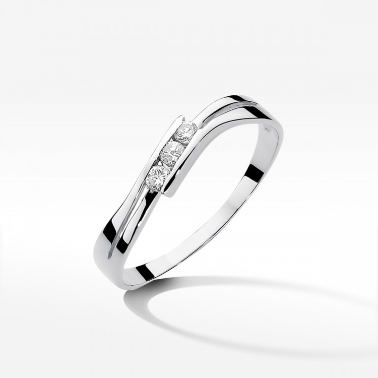 Pierścionek z białego złota z diamentami  - próba 585 0,12CT W-159B