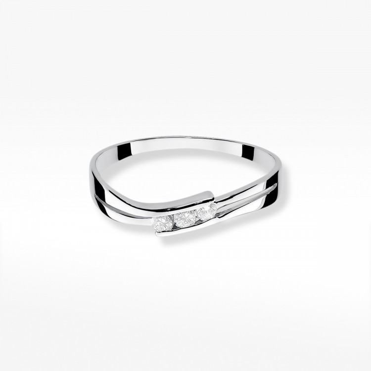 Pierścionek z białego złota z diamentami  - próba 585 0,12CT W-159B