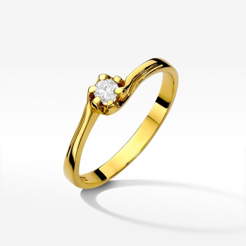 Pierścionek z żółtego złota z diamentem - próba 585 0,10CT PV-223A