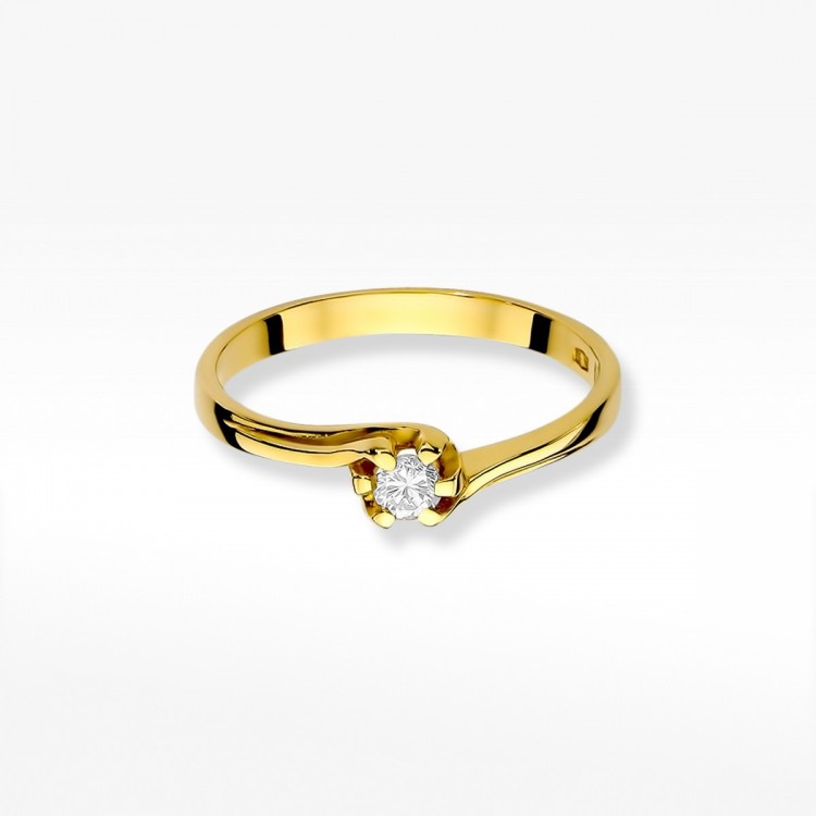 Pierścionek z żółtego złota z diamentem - próba 585 0,10CT PV-223A