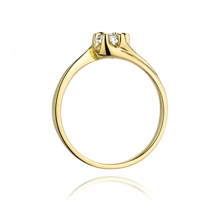 Pierścionek z żółtego złota z diamentem - próba 585 0,30CT W-163A 0.30ct