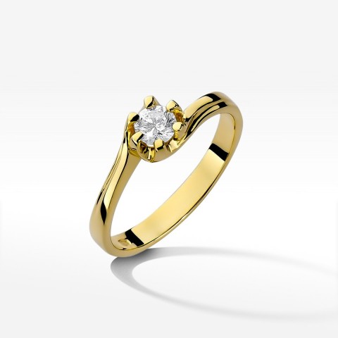 Pierścionek z żółtego złota z diamentem - próba 585 0,30CT W-163A 0.30ct