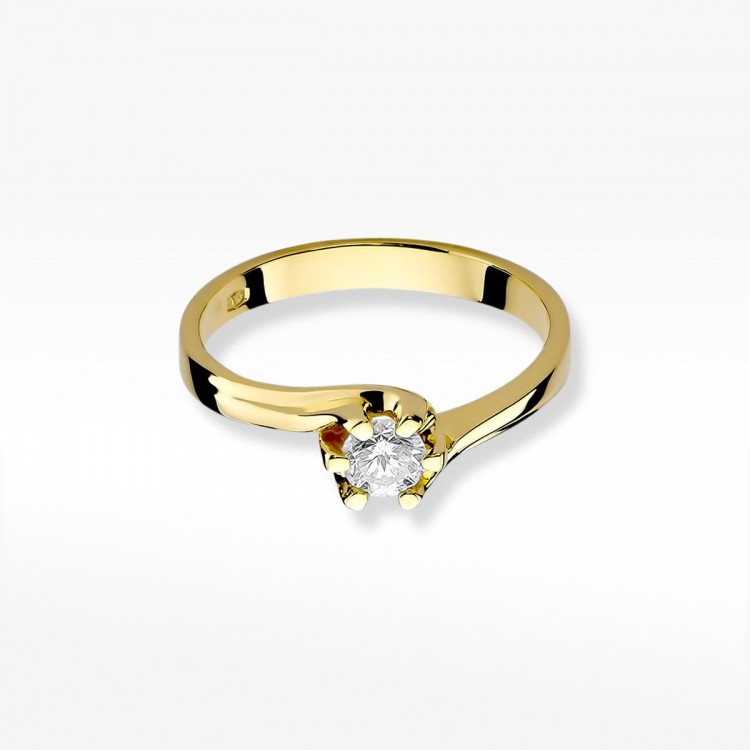 Pierścionek z żółtego złota z diamentem - próba 585 0,30CT W-163A 0.30ct