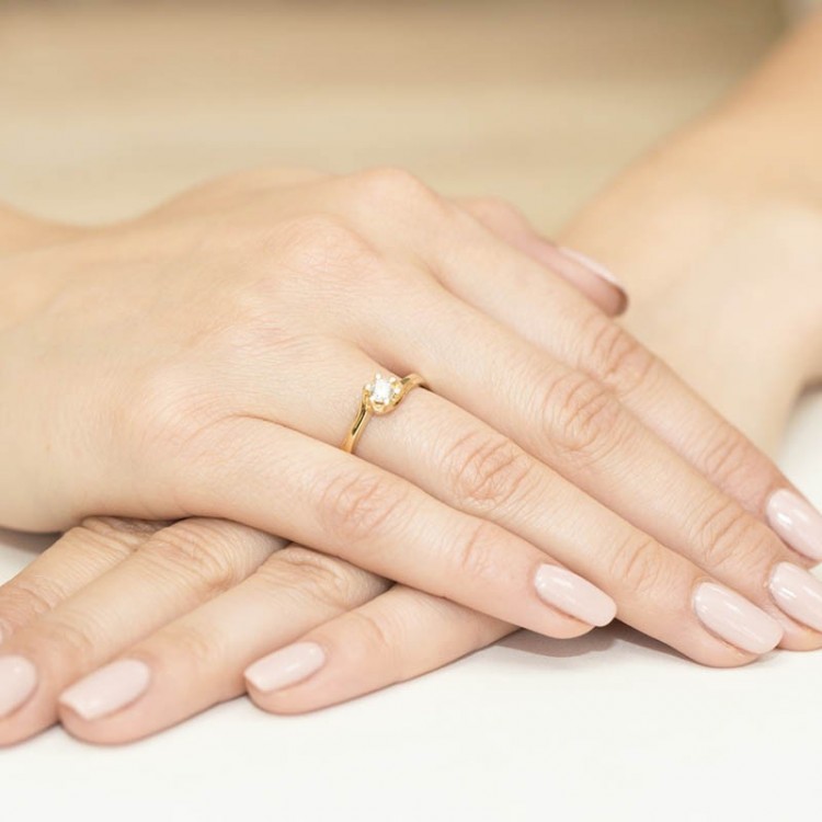 Pierścionek z żółtego złota z diamentem - próba 585 0,30CT W-163A 0.30ct