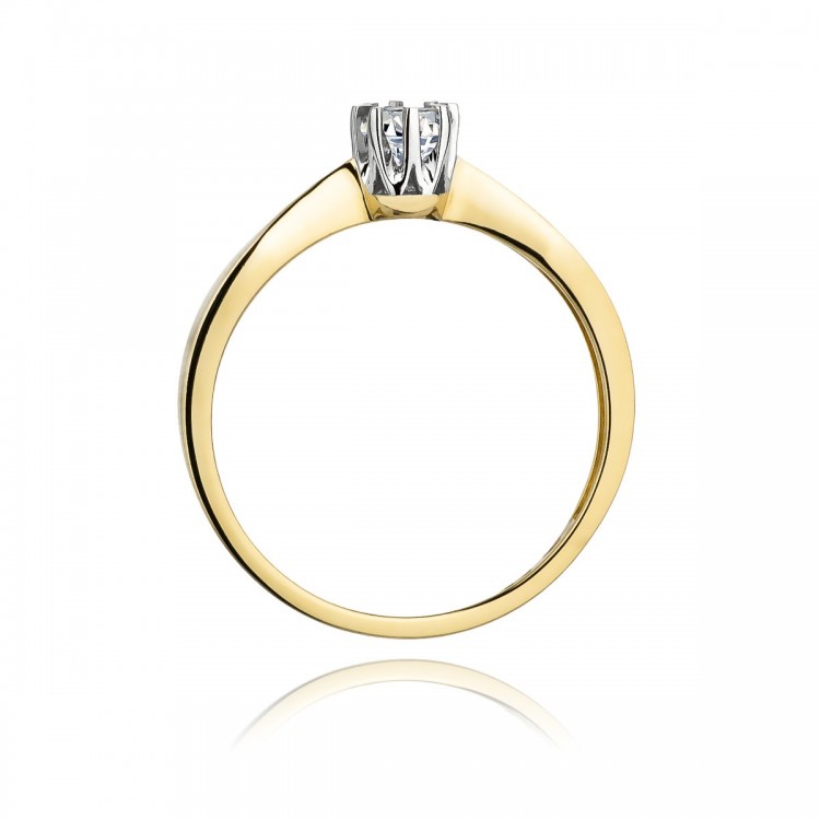 Pierścionek z żółtego złota z diamentem - próba 585 0,15CT W-173A