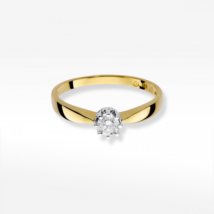 Pierścionek z żółtego złota z diamentem - próba 585 0,15CT W-173A