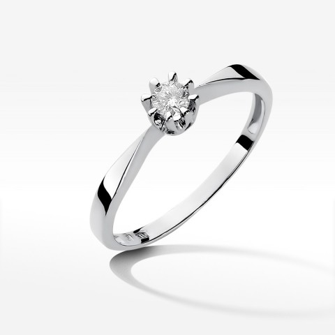 Pierścionek z białego złota z diamentem - próba 585 0,15CT W-173B