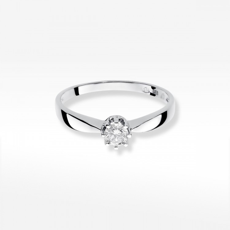 Pierścionek z białego złota z diamentem - próba 585 0,15CT W-173B
