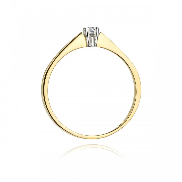 Pierścionek z żółtego złota z diamentem - próba 585 0,03CT W-175A