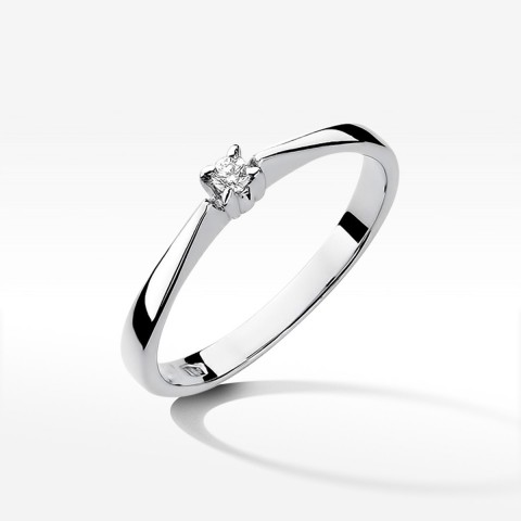 Pierścionek z białego złota z diamentem - próba 585 0,03CT W-175B