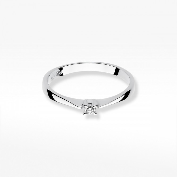 Pierścionek z białego złota z diamentem - próba 585 0,03CT W-175B
