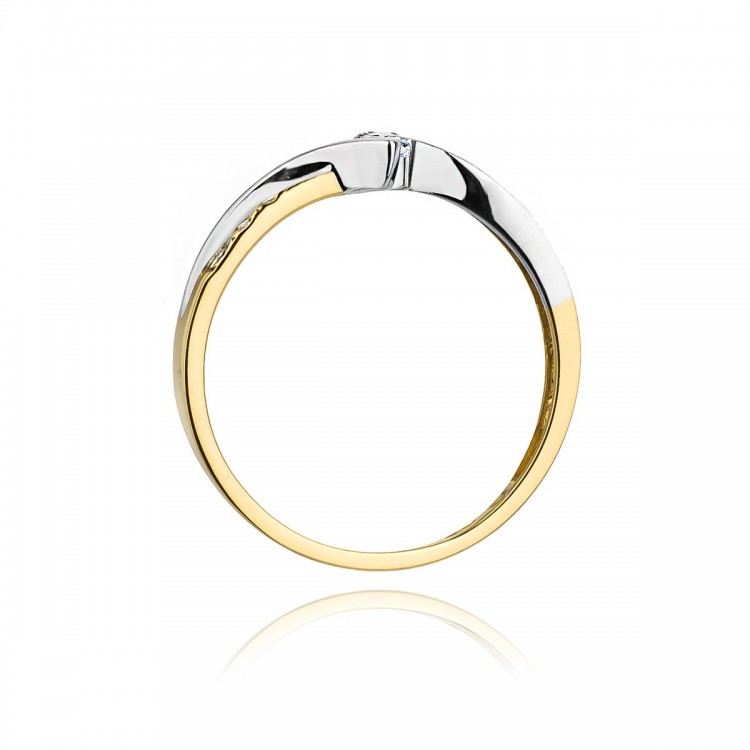 Pierścionek z żółtego złota z diamentami  - próba 585 0,16CT W-177A